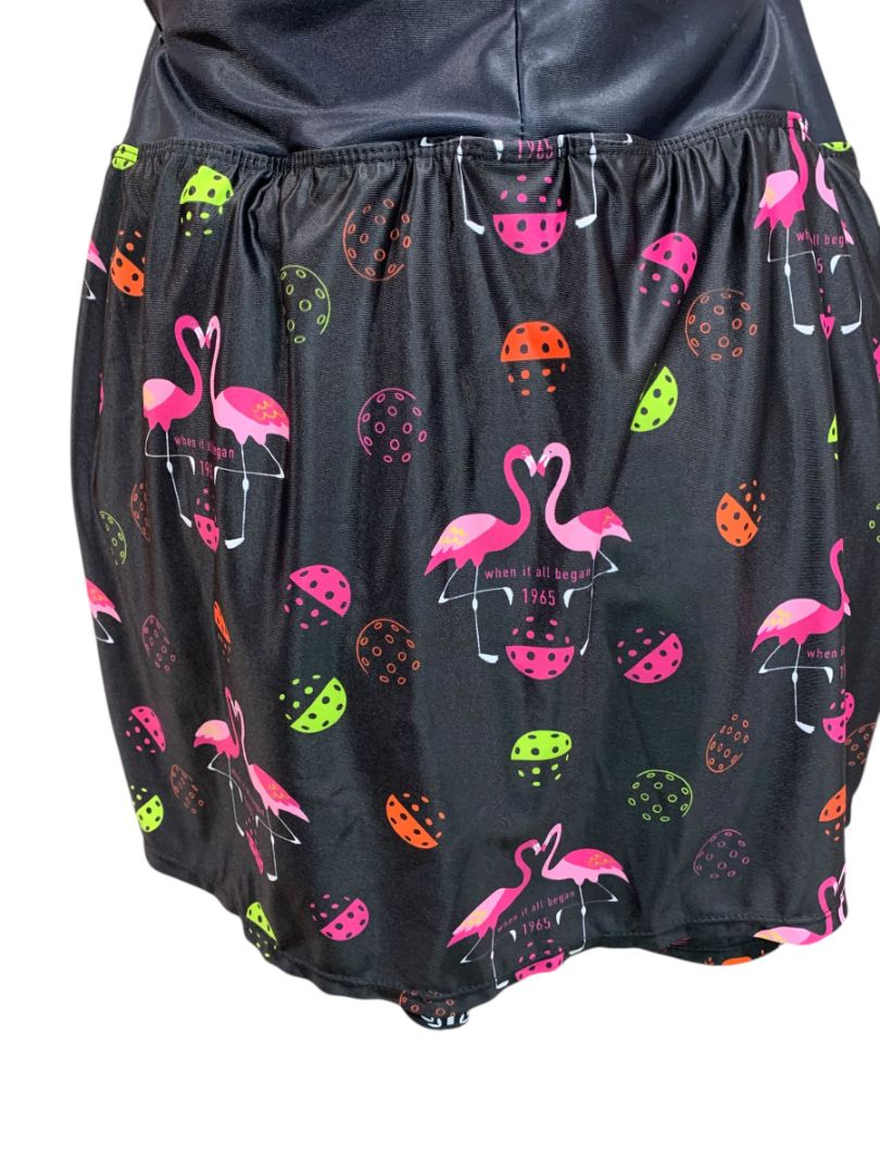 Medium PB1965 Womens Athletic Skort Flamingos Black Pockets