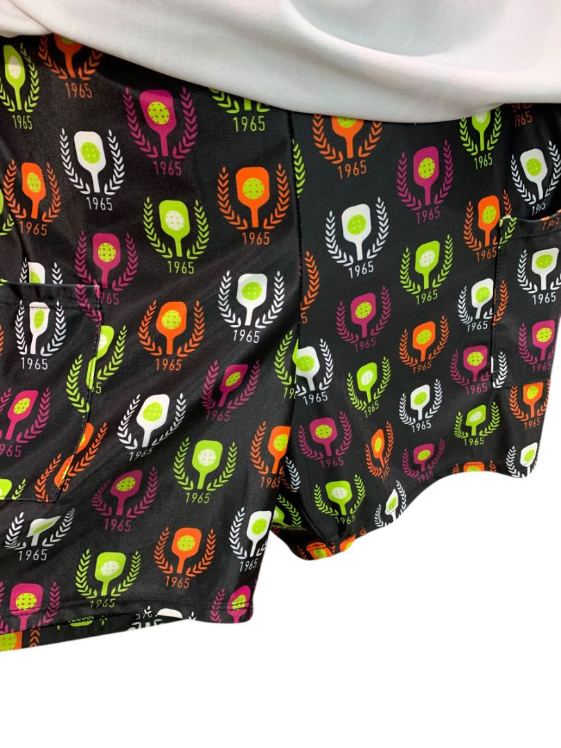 Medium PB1965 Womens Athletic Skort Flamingos Black Pockets