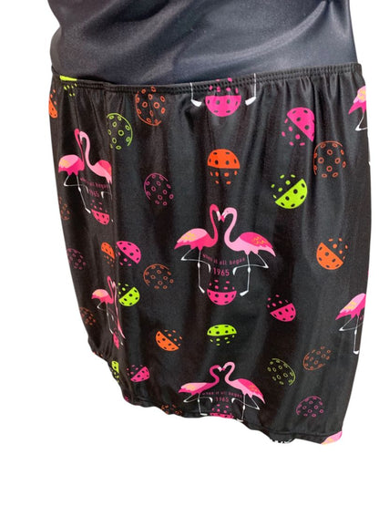 Medium PB1965 Womens Athletic Skort Flamingos Black Pockets