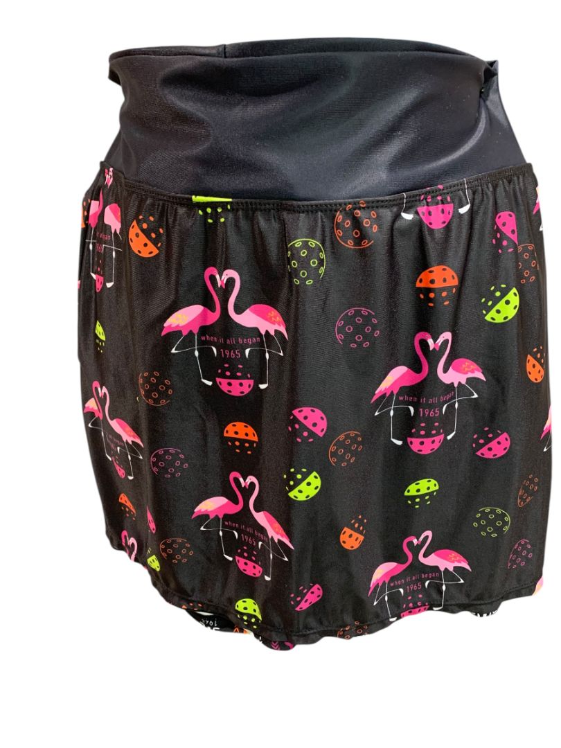 Medium PB1965 Womens Athletic Skort Flamingos Black Pockets