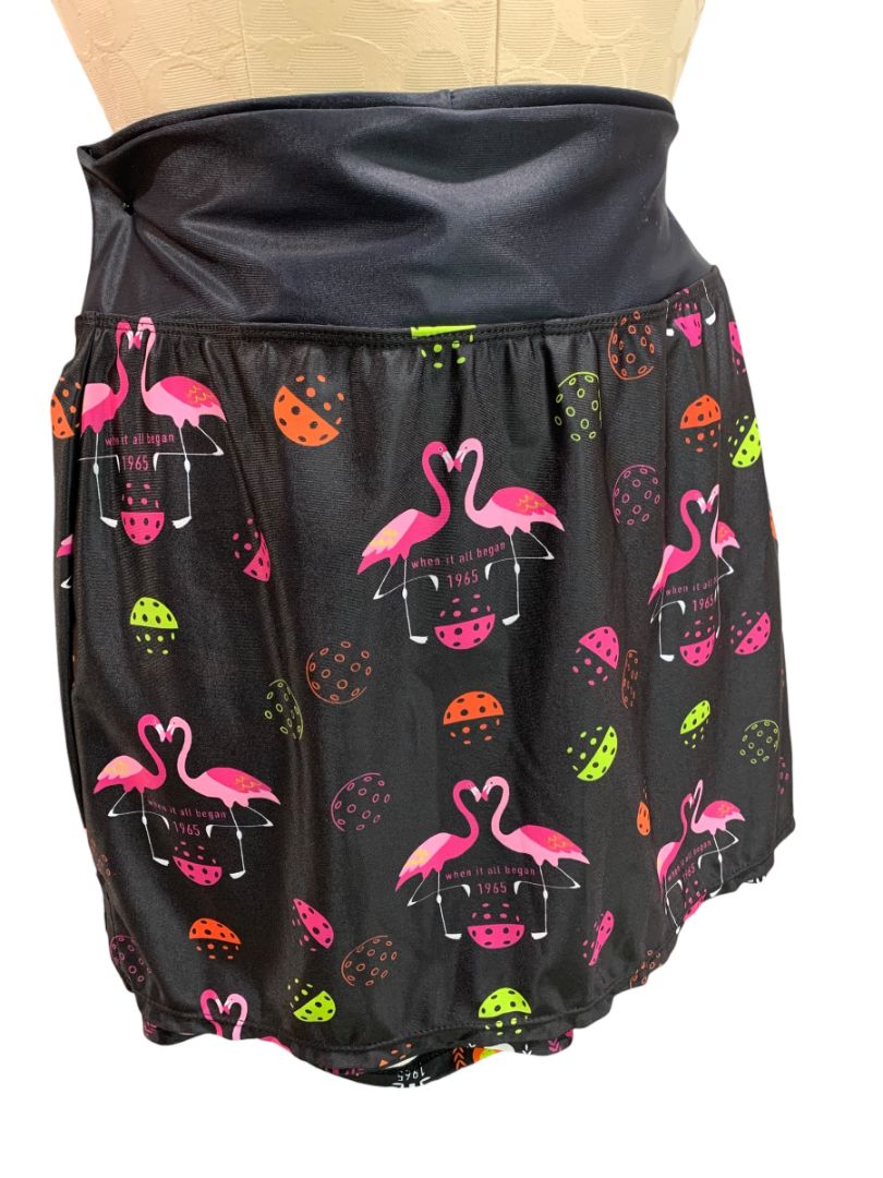 Medium PB1965 Womens Athletic Skort Flamingos Black Pockets