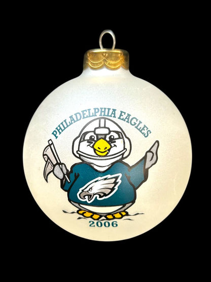 2006 Philadelphia Eagles Frosted Glass Ball Ornament 3.2" Football Mascot