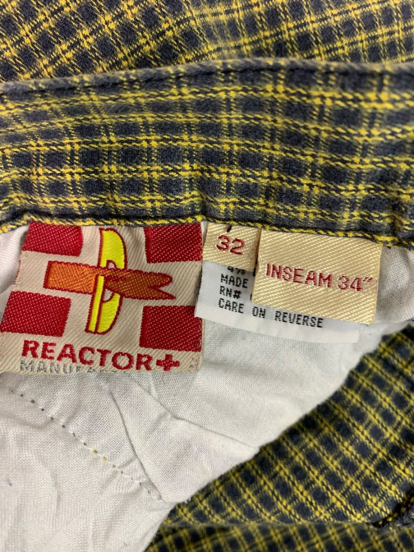 Size 32 x 34 Reactor Denim Mens Yellow Plaid Tapered Fitted Jeans