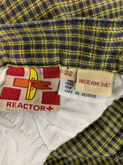 Size 32 x 34 Reactor Denim Mens Yellow Plaid Tapered Fitted Jeans