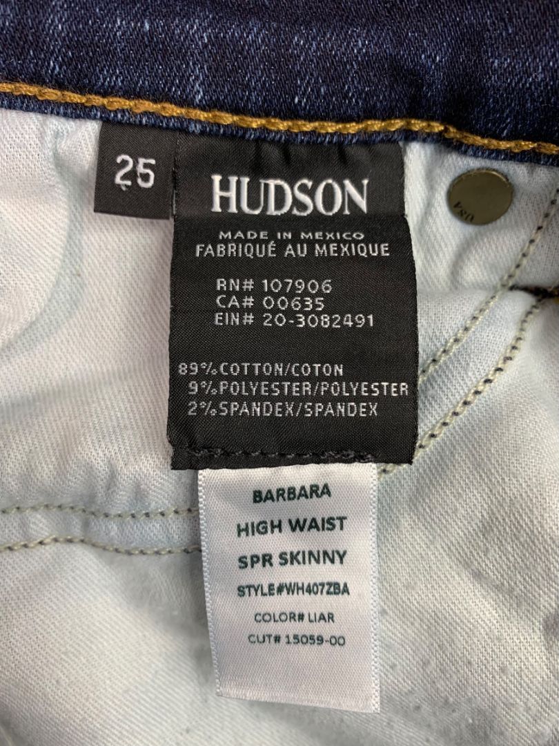 Size 25 Hudson Womens Jeans Barbara High Waist Super Skinny Denim