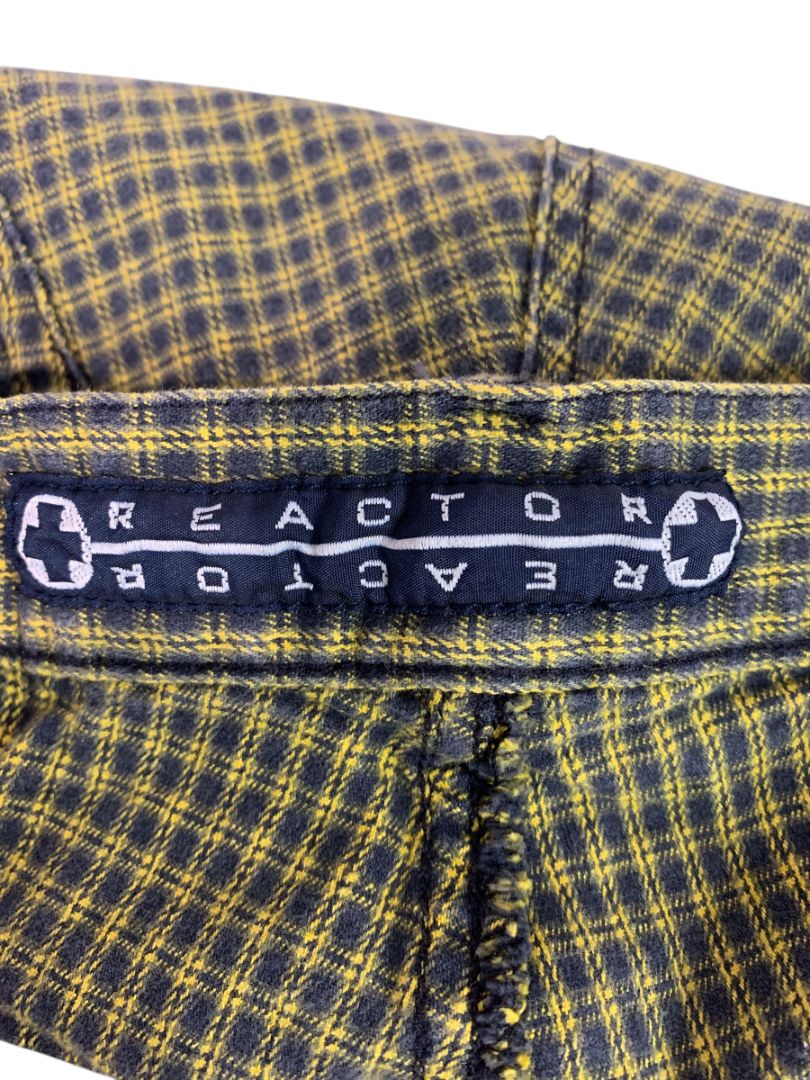 Size 32 x 34 Reactor Denim Mens Yellow Plaid Tapered Fitted Jeans