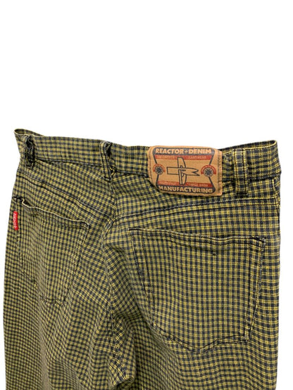 Size 32 x 34 Reactor Denim Mens Yellow Plaid Tapered Fitted Jeans