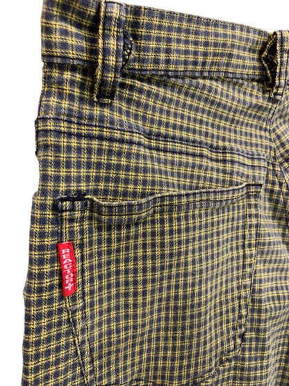 Size 32 x 34 Reactor Denim Mens Yellow Plaid Tapered Fitted Jeans