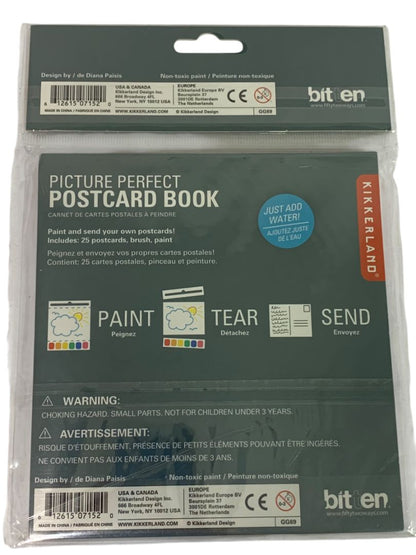 Kikkerland Picture Perfect Postcard Book 25 Postcards Paint Tear Send