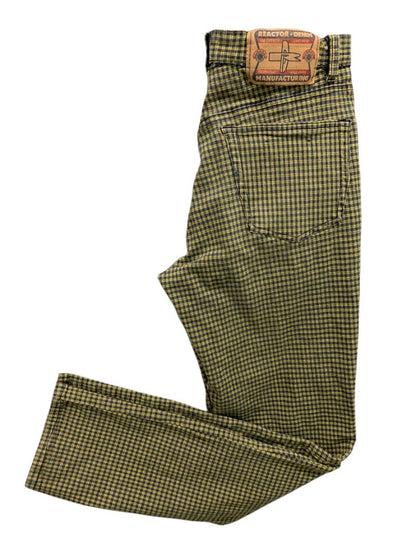Size 32 x 34 Reactor Denim Mens Yellow Plaid Tapered Fitted Jeans