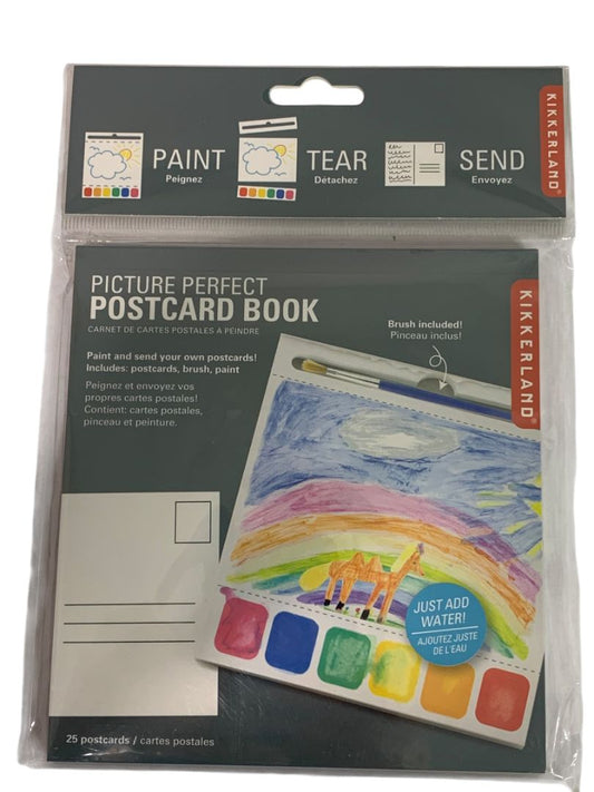 Kikkerland Picture Perfect Postcard Book 25 Postcards Paint Tear Send