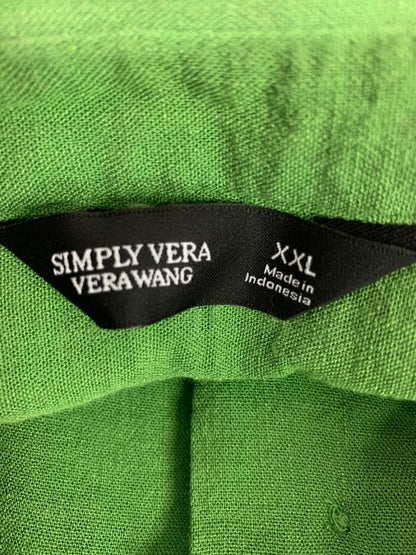 Size XXL Simply Vera Wang Womens Spring Green 1/2 Button Up Shirt Textured