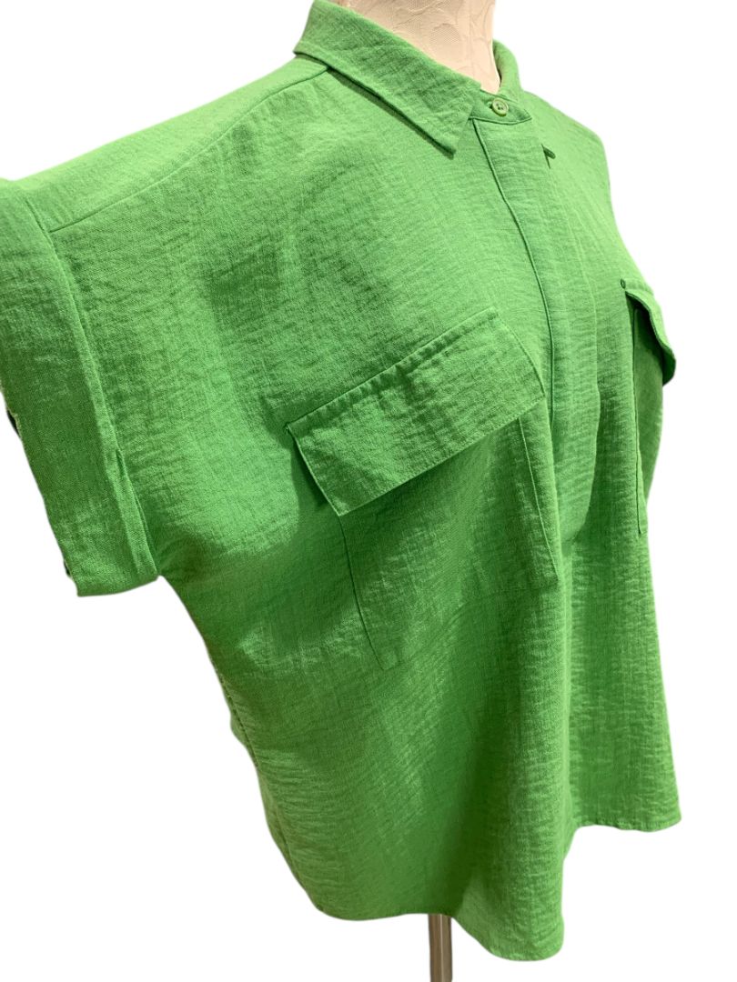 Size XXL Simply Vera Wang Womens Spring Green 1/2 Button Up Shirt Textured