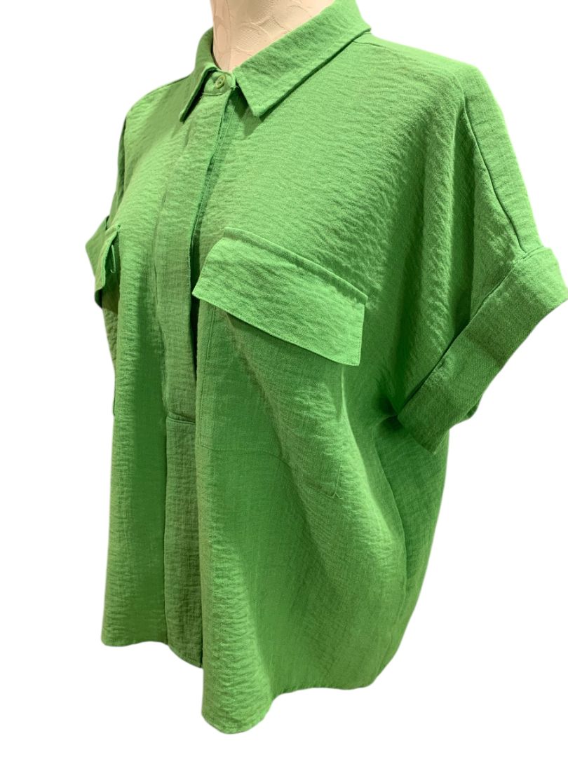 Size XXL Simply Vera Wang Womens Spring Green 1/2 Button Up Shirt Textured