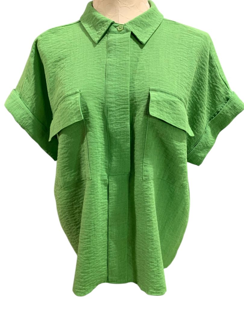 Size XXL Simply Vera Wang Womens Spring Green 1/2 Button Up Shirt Textured