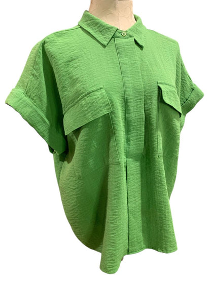 Size XXL Simply Vera Wang Womens Spring Green 1/2 Button Up Shirt Textured
