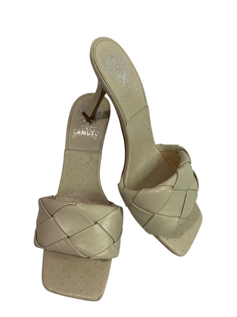 Size 8M Vince Camuto Brelanie Tan Leather Sandals 3.5" Heels