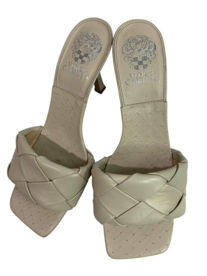 Size 8M Vince Camuto Brelanie Tan Leather Sandals 3.5" Heels