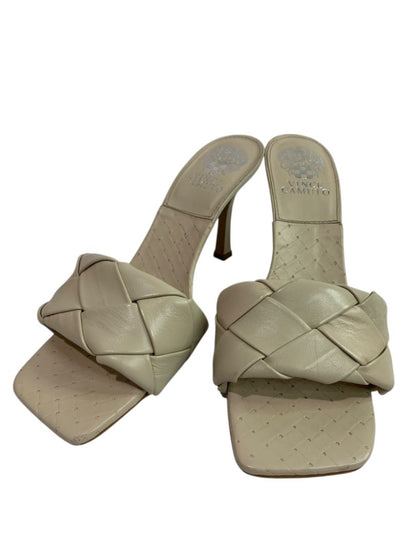 Size 8M Vince Camuto Brelanie Tan Leather Sandals 3.5" Heels