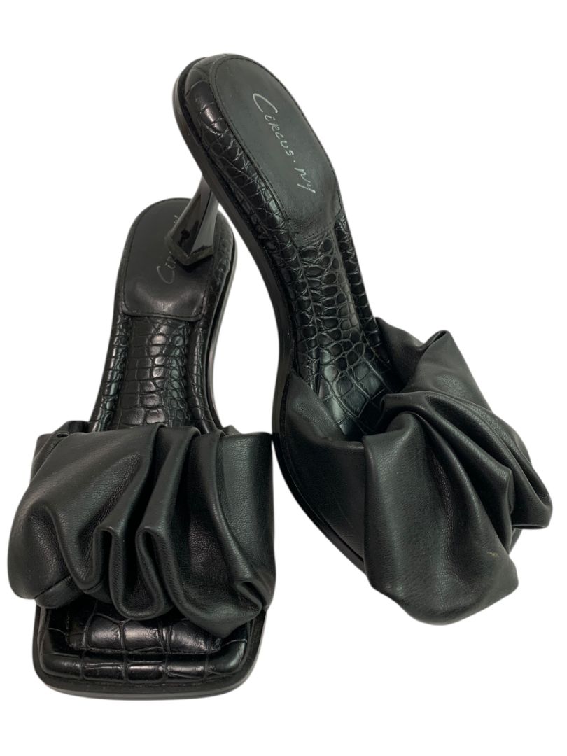 Size 8M Circus by Sam Edelman Slade Black Leather 3" Heel Slides