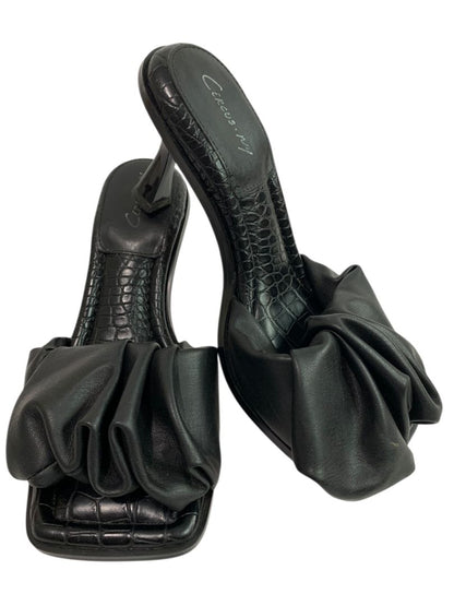 Size 8M Circus by Sam Edelman Slade Black Leather 3" Heel Slides