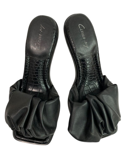 Size 8M Circus by Sam Edelman Slade Black Leather 3" Heel Slides