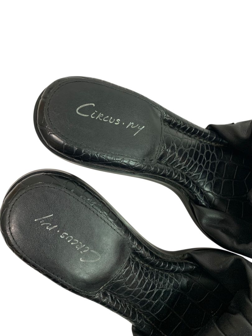 Size 8M Circus by Sam Edelman Slade Black Leather 3" Heel Slides