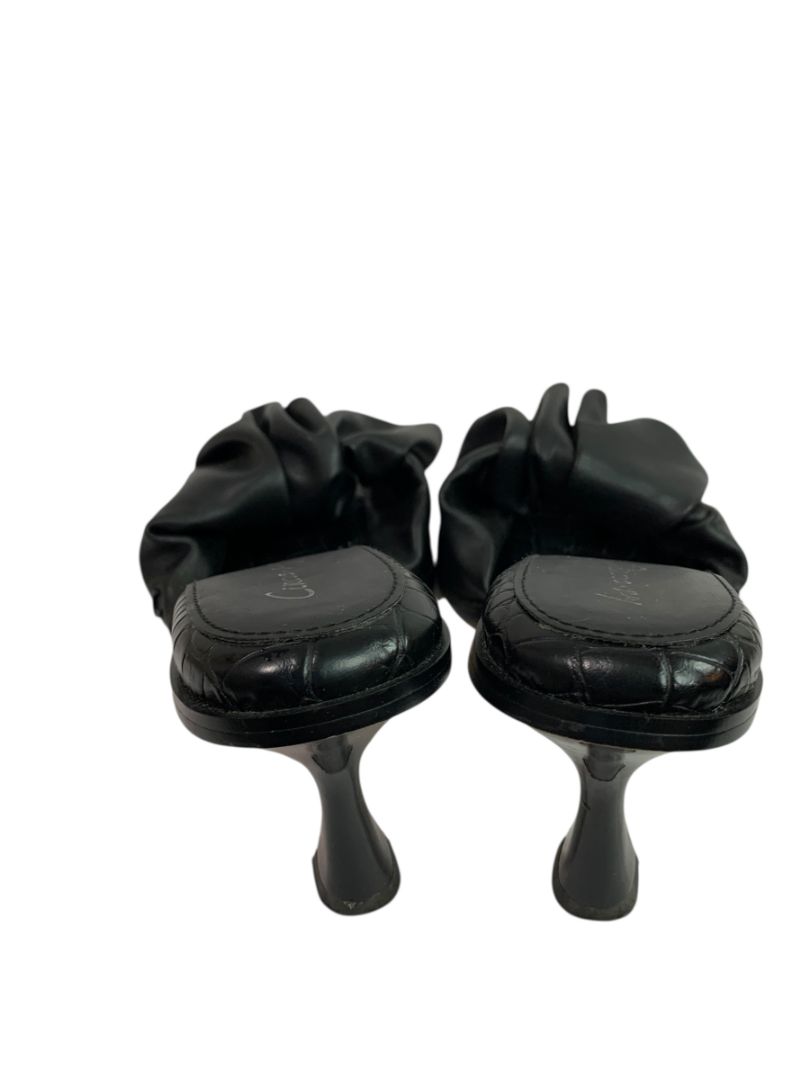 Size 8M Circus by Sam Edelman Slade Black Leather 3" Heel Slides