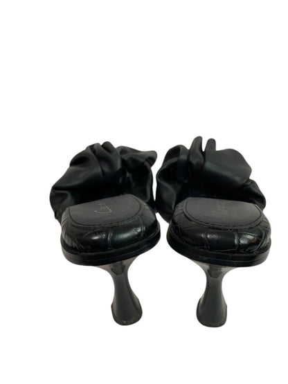 Size 8M Circus by Sam Edelman Slade Black Leather 3" Heel Slides