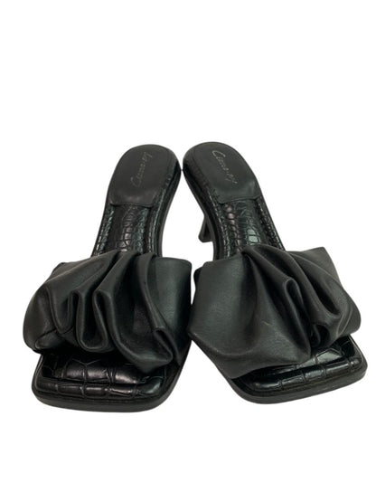 Size 8M Circus by Sam Edelman Slade Black Leather 3" Heel Slides