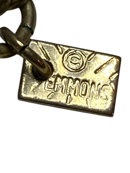 Vintage Emmons Long Tassel Necklace Goldtone Green Orange Acrylic Beads 36 Inch