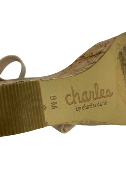 Size 8M Charles by Charles David Cork Platform Wedge Sandals Ankle Strap