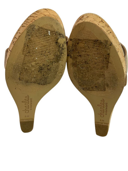 Size 8M Charles by Charles David Cork Platform Wedge Sandals Ankle Strap