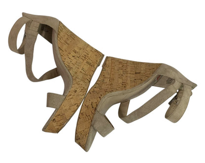 Size 8M Charles by Charles David Cork Platform Wedge Sandals Ankle Strap
