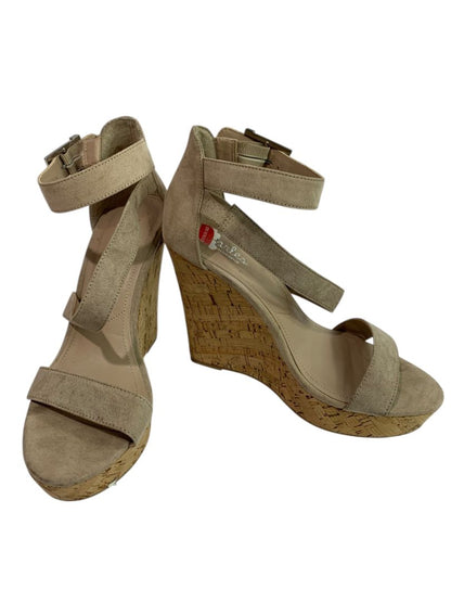 Size 8M Charles by Charles David Cork Platform Wedge Sandals Ankle Strap