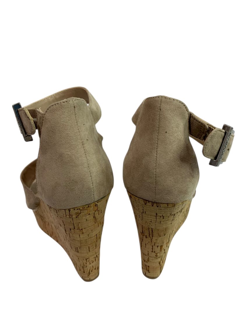 Size 8M Charles by Charles David Cork Platform Wedge Sandals Ankle Strap