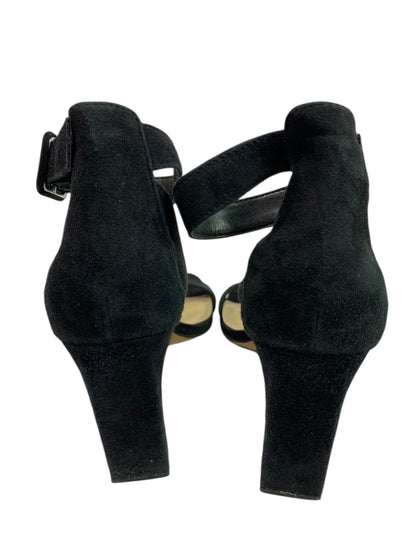 Size 8.5 Vince Camuto Black Microfiber Sandal 4" Heels Ankle Strap
