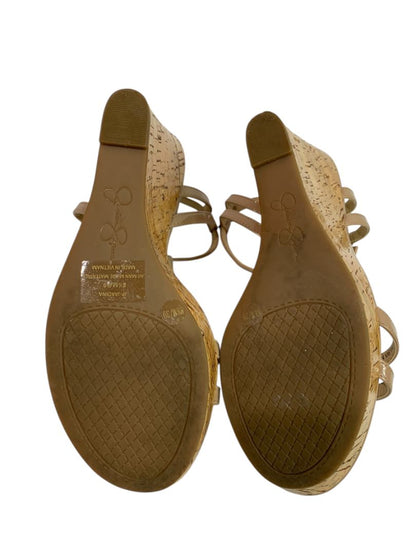 Size 8.5M Jessica Simpson Cork Wedge Platform Sandals Taupe