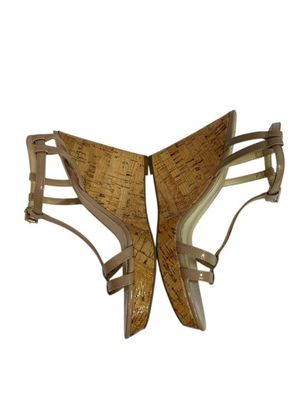 Size 8.5M Jessica Simpson Cork Wedge Platform Sandals Taupe