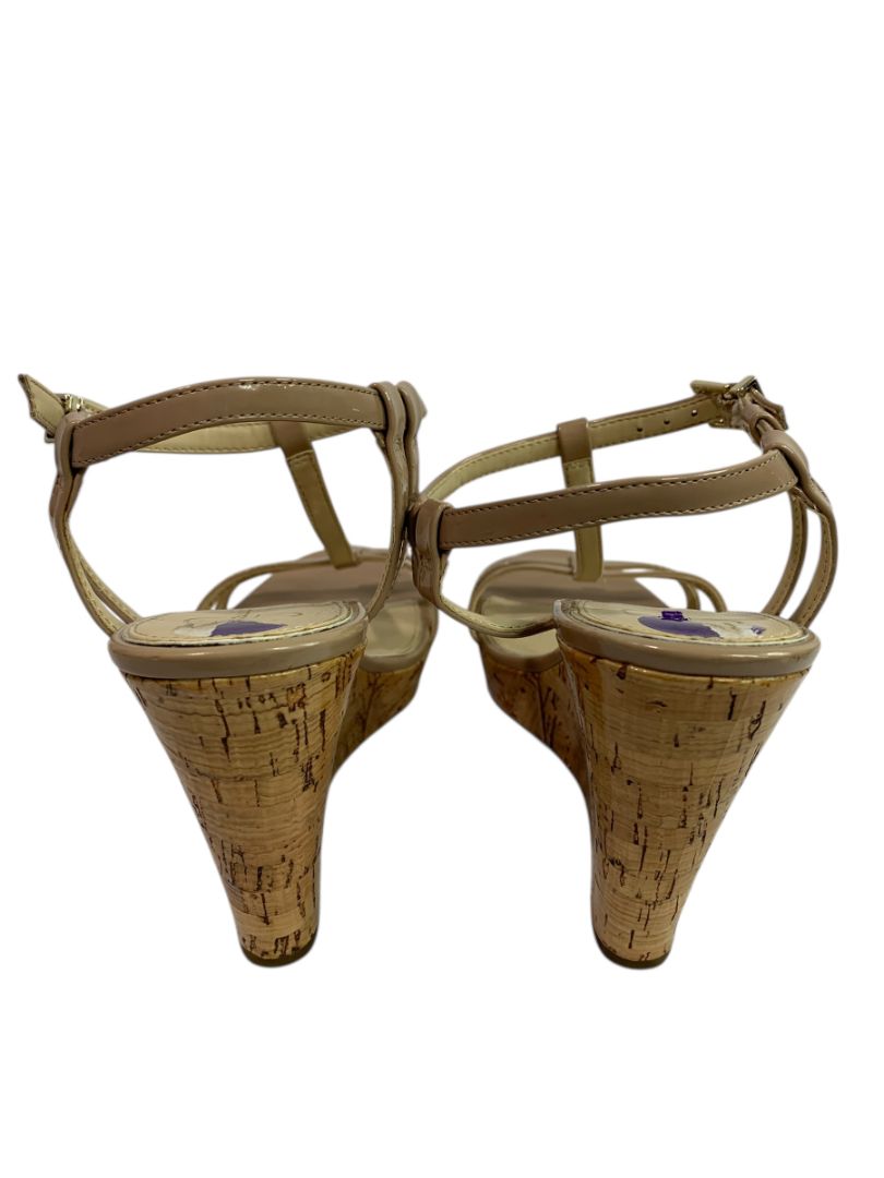 Size 8.5M Jessica Simpson Cork Wedge Platform Sandals Taupe
