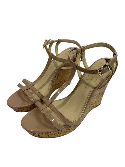 Size 8.5M Jessica Simpson Cork Wedge Platform Sandals Taupe