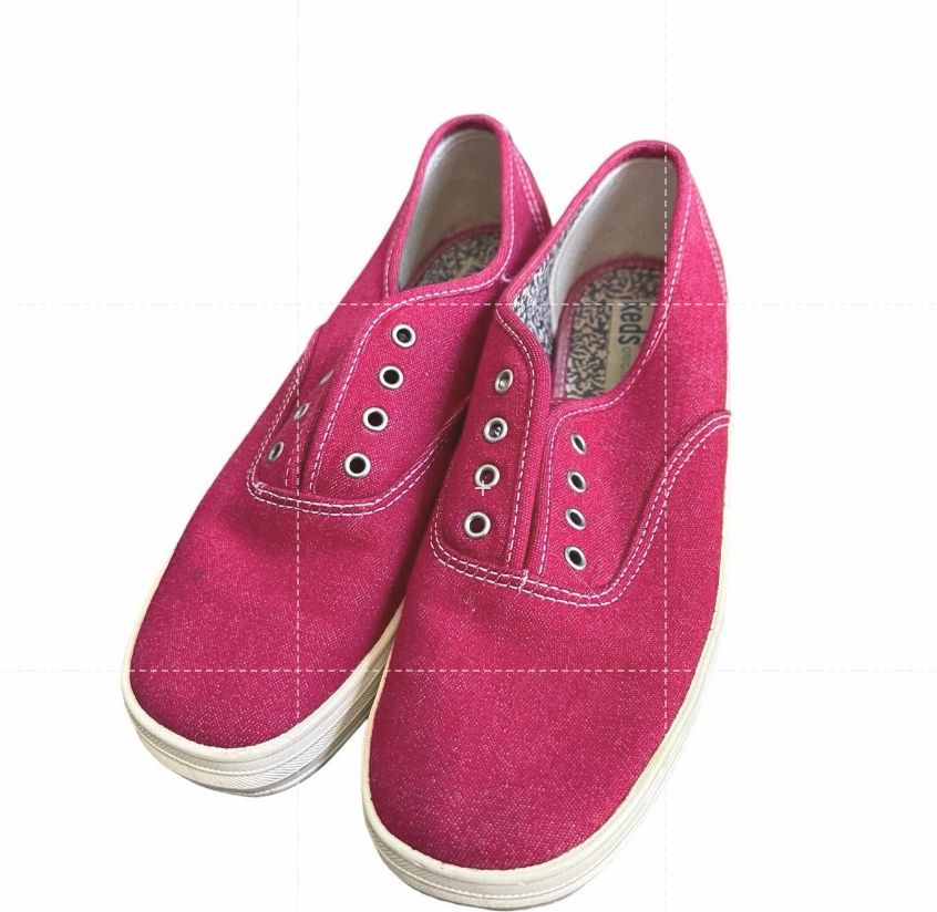 90s Vintage Keds Denim Sneakers Women 7.5 Retro Red Lace Up Shoes No Laces