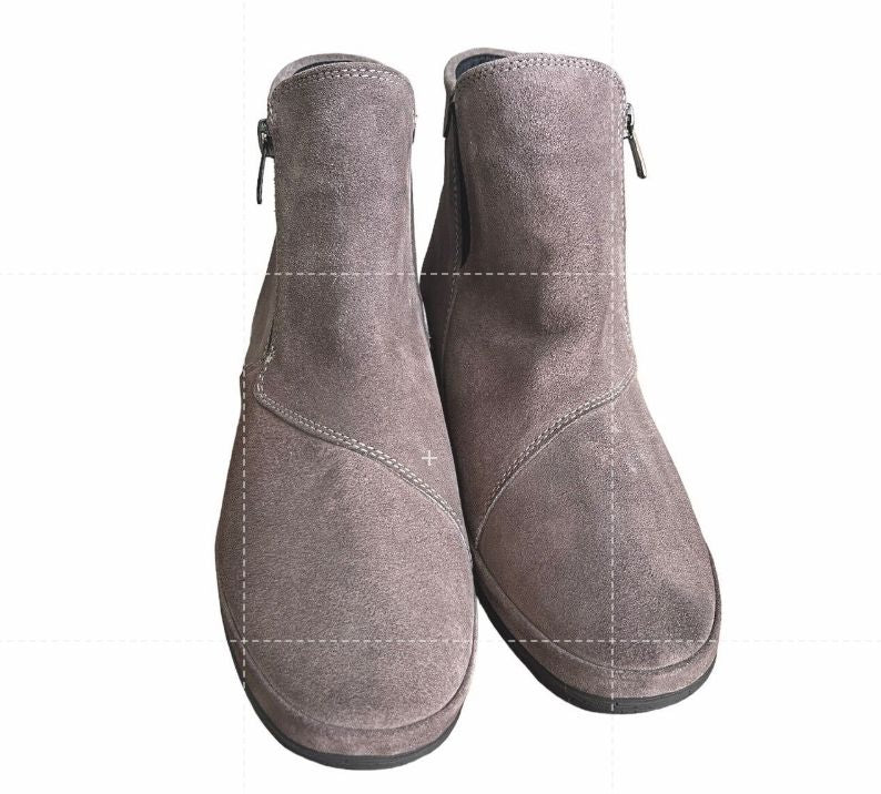 Size 8 Bjorndal Libby Womens Gray Wedge Heel Suede Booties Boots