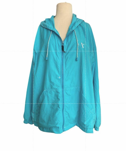 Vintage Venezia Hooded Turquoise Lined Windbreaker Jacket Plus Size 22/24