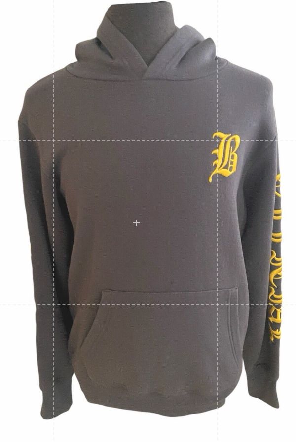 Large Be Original Rare Official y2k Style Gray Embroidered Hoodie