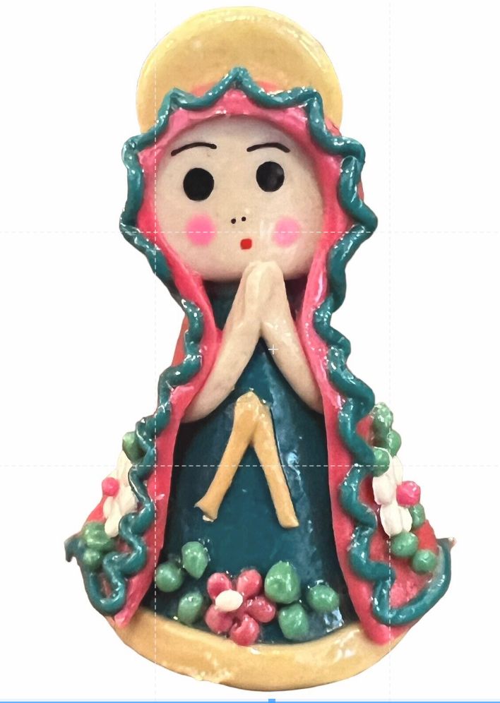 Mary NATIVITY Figure Handmade Mazapan Bread Dough Folk Art Glossy