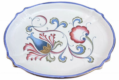 Italian Earthenware Floral Ceramic Glazed Handpainted Serving Dish Platter Italy