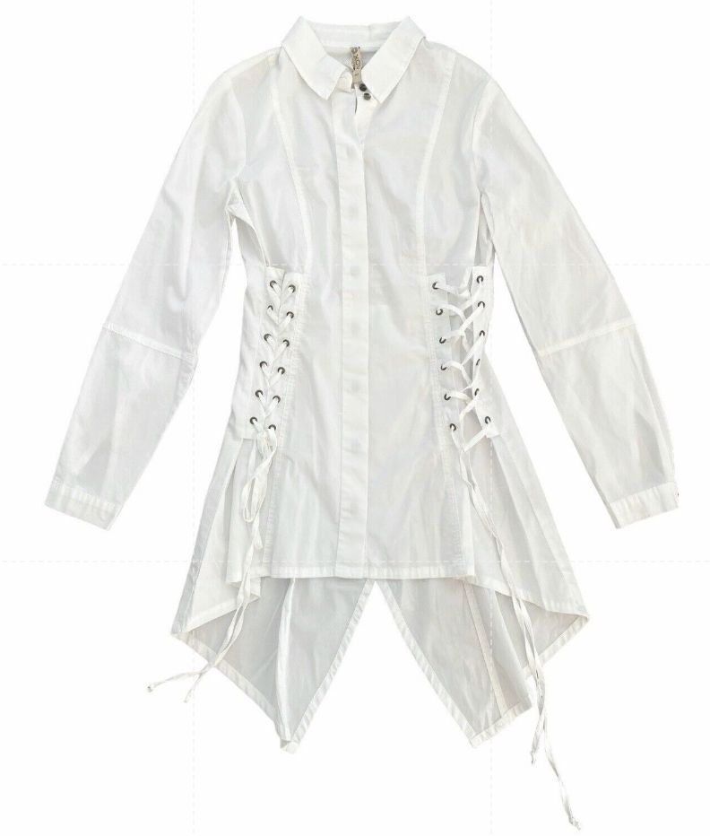 Size XS XCVI White Button Top Shirt White Victorian Steampunk Fitted Medieval