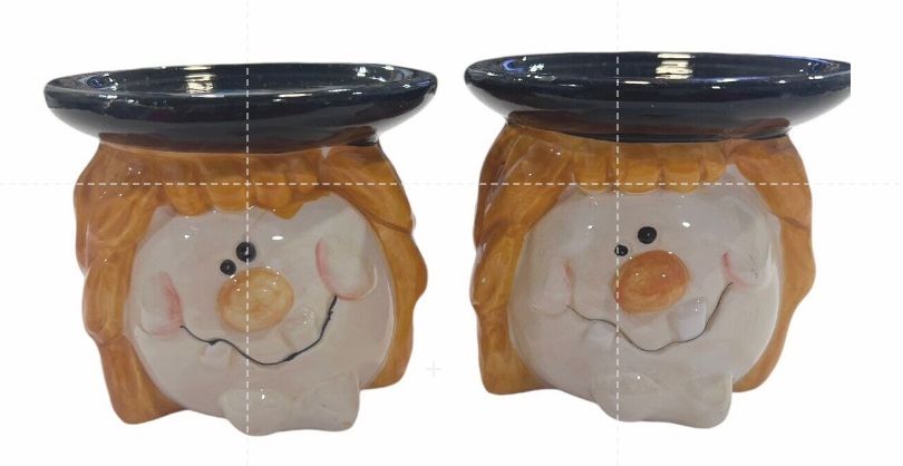 2 WCL Halloween Witch 3.5" X 3.25" Candles Stand Orange Black Spooky Pillar Set