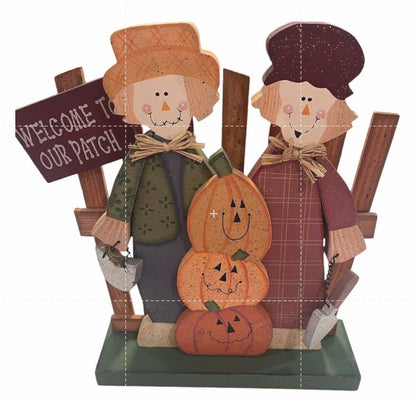 Wooden Autumn Halloween Decor Pumpkin Patch Home Fall Decoration Painted